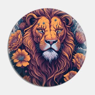 Floral Bloom Lion King Vintage Classic Style Pin