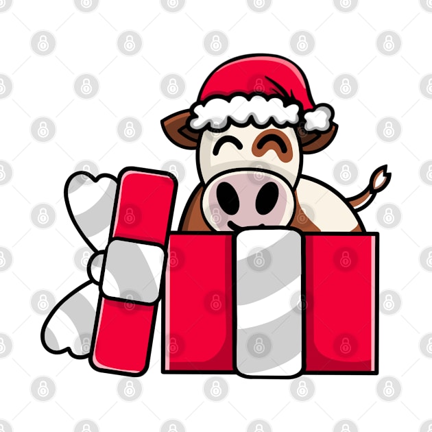 Cute Simmental Cow in Christmas Gift by HeartsandFlags