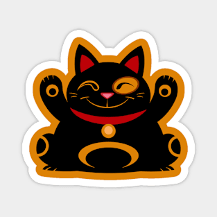 Black Lucky Cat Magnet