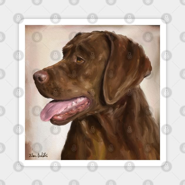 Painting of a Chocolate Labrador Retriever with Its Tongue Out Magnet by ibadishi