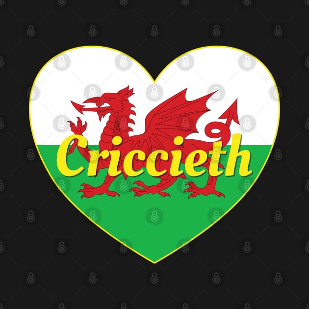 Criccieth Wales UK Wales Flag Heart by DPattonPD