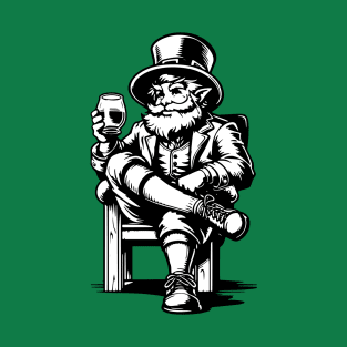 Leprechaun Relaxing with Whiskey T-Shirt