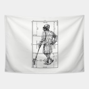 Lax Field Player-BLK (Male) Tapestry