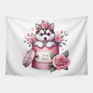 Valentine Siberian Husky Dog For You Tapestry