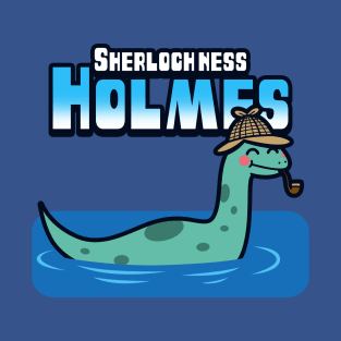 Cute Sherlock Holmes Kawaii Lochness Monster Funny Cartoon T-Shirt