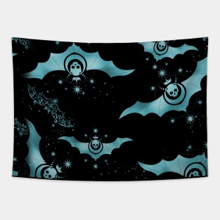 Twinkle Little Bat - Goth Fashion - Alice in Wonderland - bat, star, skull, halloween, emo, blue, aqua Tapestry