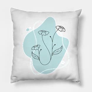 Minimal Blue Floral Art Pillow