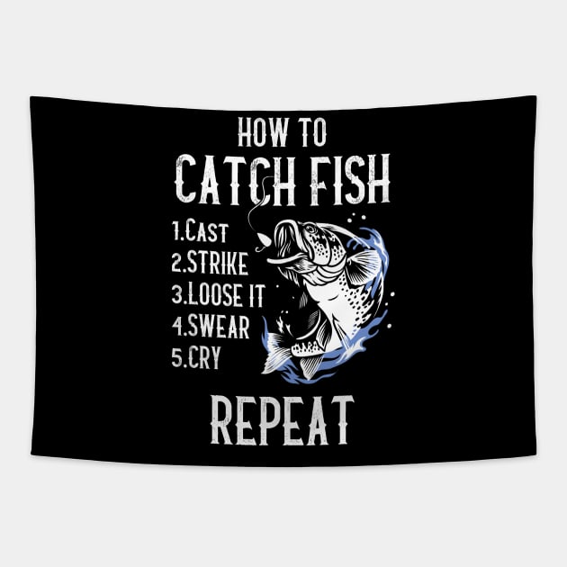 How to catch fish - Funny Fishing Design Tapestry by G! Zone