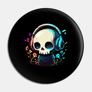 Kawaii Skull Wearing Headphones Pin