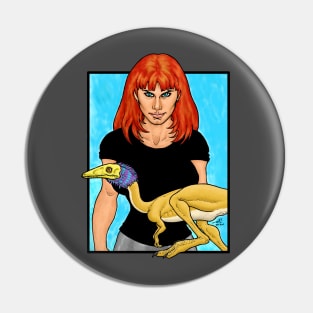 Girl With Pet Dinosaur Pin