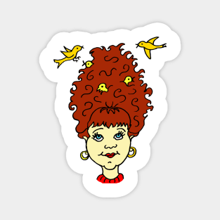 Birds Nest Hair Cartoon Magnet