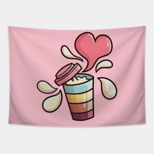 Sweet coffee cup with heart aroma Tapestry