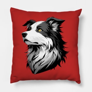 Stunning and Cool Bearded Collie Monochrome and Gold Portrait for Father's Day Pillow