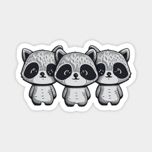 Cartoon style raccoons pack Magnet