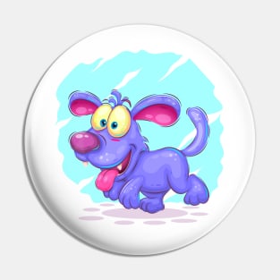 Blue puppy walking Pin