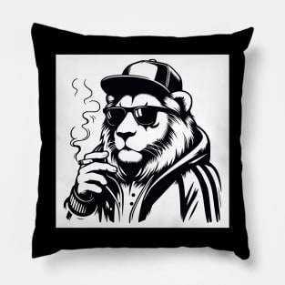 King of the Jungle - Streetwear Lion with smoke Pillow