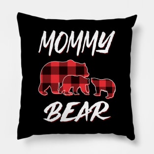 Mommy Bear Red Plaid Christmas Pajama Matching Family Gift Pillow