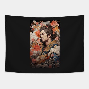 Night of Blossoms Japanese Vintage Kabuki-style Art Tapestry