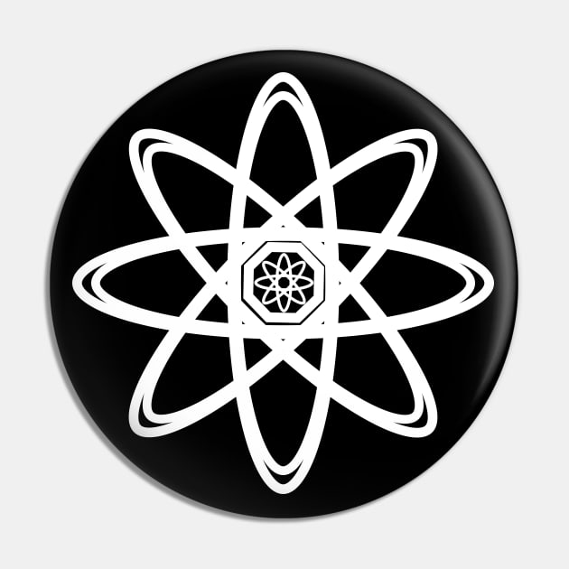 White Atom Symbol Pin by ArtsoftheHeart