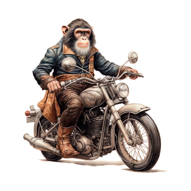 Monkey Biker Retro Motorcycle by Nenok