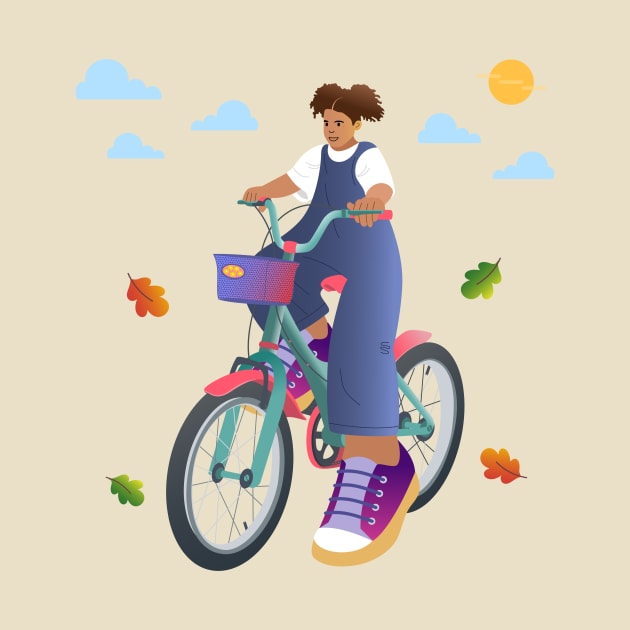 Girl Riding Bike by RoeArtwork