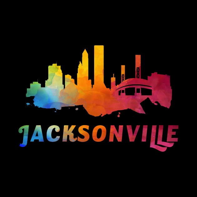 Jacksonville Skyline Watercolor Style by ThirdEyeAerial