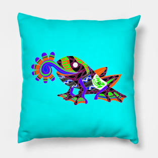 ecopop mister don frog in mexican totonac patterns art Pillow