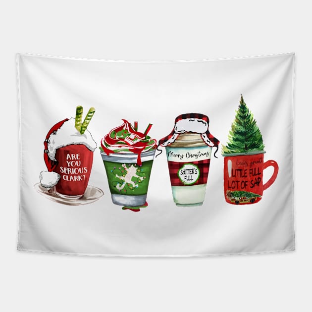 Christmas family vacation coffee Tapestry by little.tunny