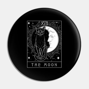 Tarot Card Crescent Moon And Cat Pin