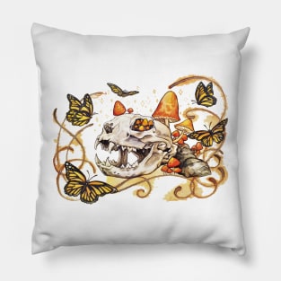 Cat Skull and Butterflies Pillow