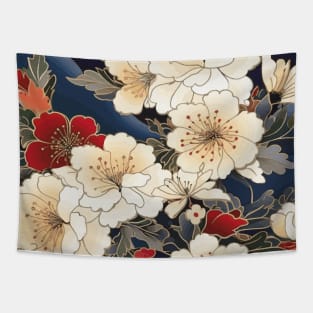 Cherry Blossoms Vintage Japanese Floral Kimono Pattern Tapestry