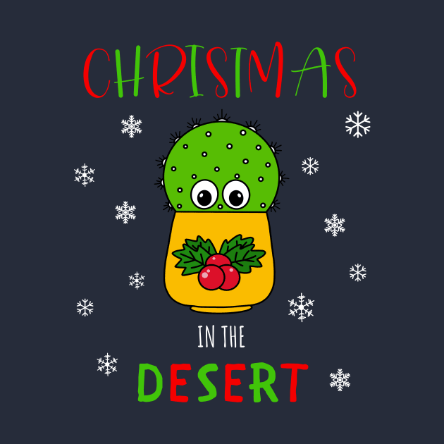 Christmas In The Desert - Cute Cactus In Christmas Holly Pot by DreamCactus