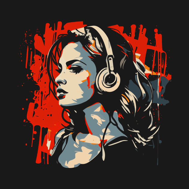 Beautiful Girl with Headphones artwork by KOTOdesign