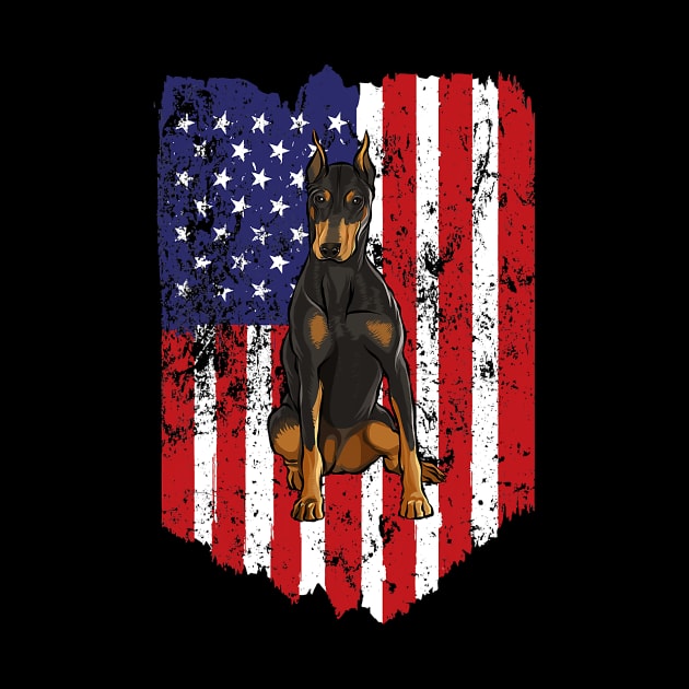 American Flag Doberman Pinscher 4Th Of July Usa by eldridgejacqueline