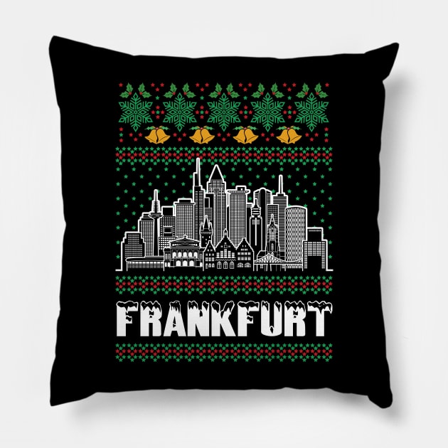 Frankfurt Germany Ugly Christmas Pillow by travel2xplanet