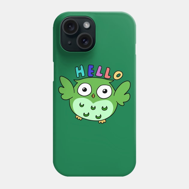 Hello Green Owl Phone Case by saradaboru