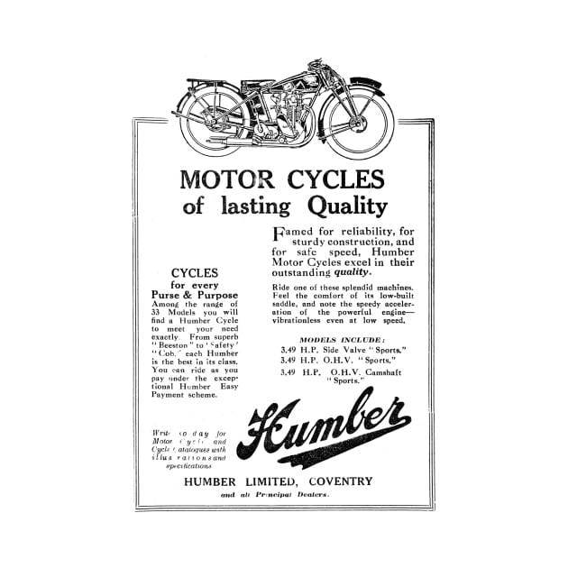 Humber Ltd. - Humber Motor Cycles - 1929 Vintage Advert by BASlade93