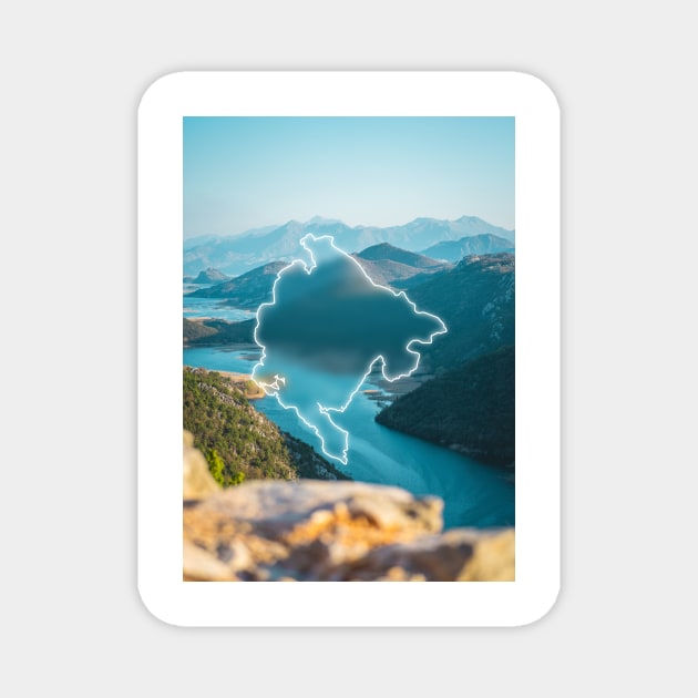 Montenegro Country Map | Luminous Landscapes Magnet by Visitify