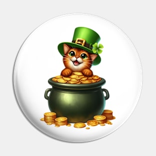 St Patricks Day Abyssinian Cat Pin