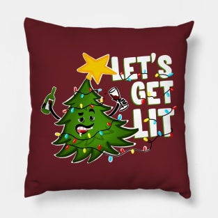 Let's get lit Tipsy Christmas Tree Pillow