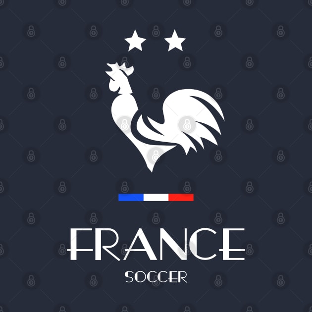 France Rooster Two Stars Soccer Football Flag by French Salsa