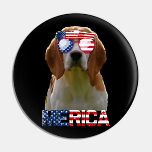 Merica Beagles Dog American Flag 4Th Of July Pin