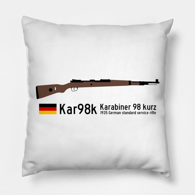 Kar98k Karabiner 98 kurz 1935 German standard service rifle historical German weapon black. Pillow by FOGSJ