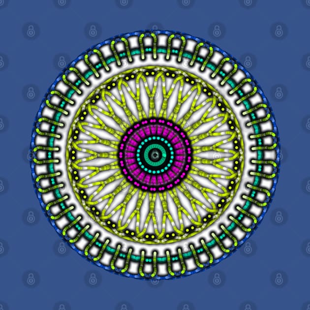 Floral Like Circle Pattern Blue Yellow by taiche