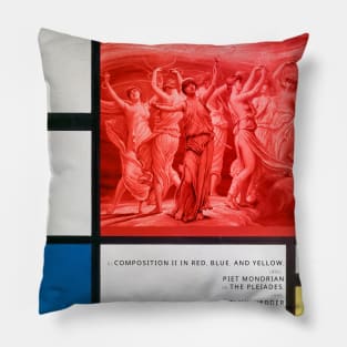 Mondrain and Pleiades, Collage Art Design With Primary Colours. Pillow