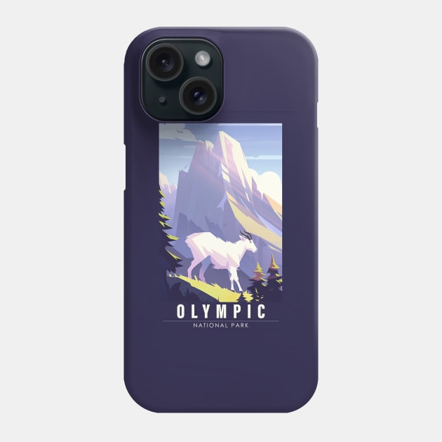 Olympic National Park Travel Poster Phone Case by GreenMary Design