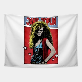 Janis Joplin Comic Style Tapestry