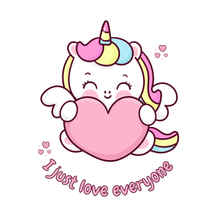 I just Love Everyone Cute Unicorn With Heart T-Shirt