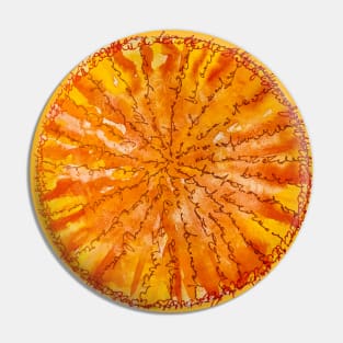 Orange Sun Mandala Pin