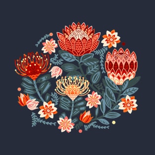 Protea Chintz - Navy T-Shirt